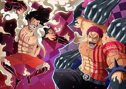 Anime, One Piece, Charlotte Katakuri, Monkey D. Luffy, Tapety HD HD wallpaper