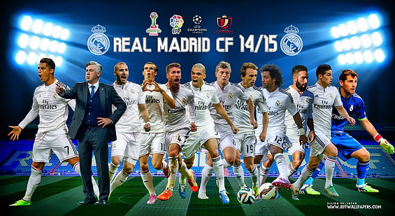 REAL MADRID, Real Madrid CF 14/15 wallpaper, Olahraga, Sepak Bola, madrid nyata, cristiano ronaldo, gareth bale, cristiano ronaldo real madrid, liga champions, Wallpaper HD HD wallpaper