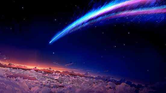 иллюстрация галактики, космос, аниме, Кими но на ва, твое имя, HD обои HD wallpaper