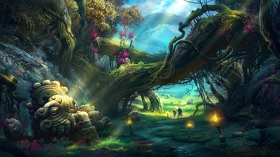 fantaisie, forêt, magie, Fond d'écran HD HD wallpaper