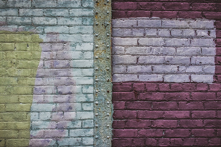 бордовая и серая кирпичная стена иллюстрация, стена, кирпич, текстура, HD обои