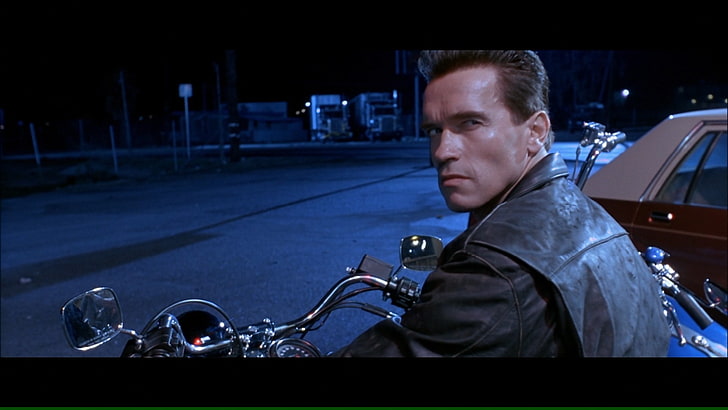 movies, Terminator, Arnold Schwarzenegger, Terminator 2, cyborg, motorcycle, HD wallpaper