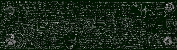 Илюстрации на формули на Алберт Айнщайн, черна дъска, математика, квантова механика, HD тапет