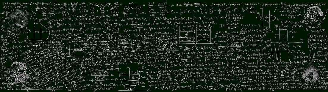 Ilustración de fórmulas de Albert Einstein, pizarra, matemáticas, mecánica cuántica, Fondo de pantalla HD HD wallpaper