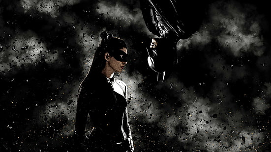Anne Hathaway, Batman, Catwoman, Christian Bale, Batman The Dark Knight Rises, batman e catwoman, anne hathaway, batman, catwoman, christian bale, batman sorge il cavaliere oscuro, Sfondo HD HD wallpaper