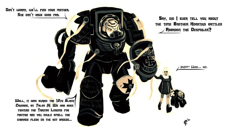 วอลล์เปเปอร์ดิจิตอลหุ่นยนต์สีดำและสีเหลือง Warhammer 40,000 นาวิกโยธินอวกาศ Terminator, วอลล์เปเปอร์ HD