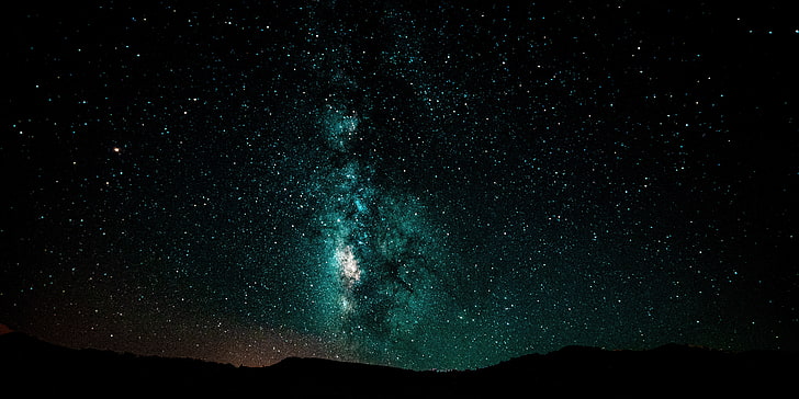 ท้องฟ้าสีเขียว, ท้องฟ้าเต็มไปด้วยดวงดาว, ทางช้างเผือก, กลางคืน, ส่องแสง, กาแล็กซี่, วอลล์เปเปอร์ HD