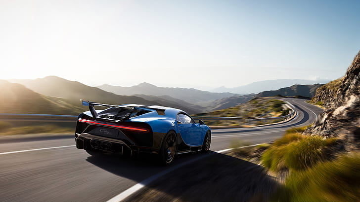 Bugatti Chiron Pur Sport, voiture, véhicule, supercars, route, flou de mouvement, Fond d'écran HD