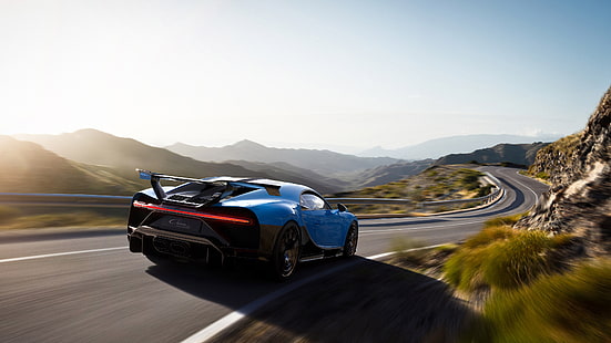  Bugatti Chiron Pur Sport, car, vehicle, supercars, road, motion blur, HD wallpaper HD wallpaper