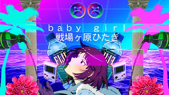Vaporwave, Anime Girls, Senjougahara Hitagi, HD-Hintergrundbild HD wallpaper