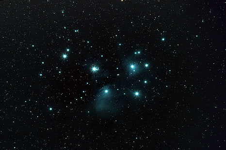 Плеядите, M45, звезден куп, Седем сестри, HD тапет HD wallpaper