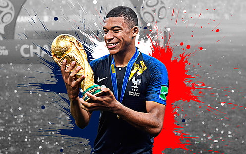 Soccer, Kylian Mbappé, French, World Cup 2018, HD wallpaper HD wallpaper