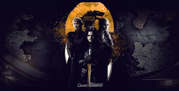 Serie TV, Game of Thrones, Cersei Lannister, Daenerys Targaryen, Emilia Clarke, Jon Snow, Kit Harington, Lena Headey, Sfondo HD HD wallpaper