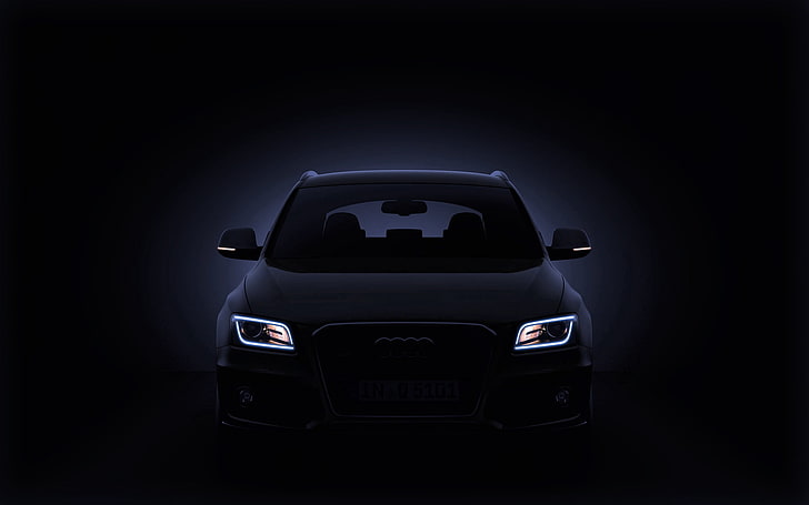 черен автомобил Audi, audi, q5, черен, изглед отпред, HD тапет