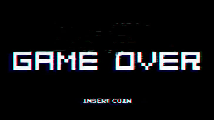 GAME OVER, chromatic aberration, typography, video games, simple, arcade, HD wallpaper