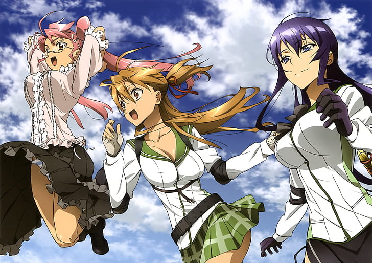 Anime, Lycée Des Morts, Rei Miyamoto, Saeko Busujima, Saya Takagi, Fond d'écran HD