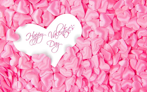 Happy Valentine's Day, many pink love hearts, Happy, Valentine, Day, Many, Pink, Love, Hearts, HD wallpaper HD wallpaper