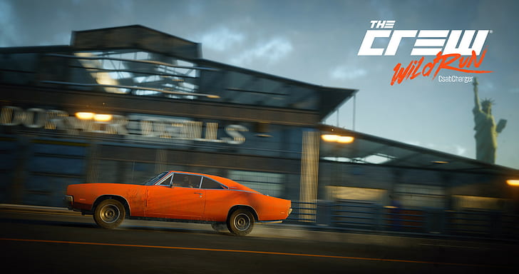 Dodge Charger R, race cars, sunset, T 1968, The Crew, The Crew Wild Run, HD wallpaper
