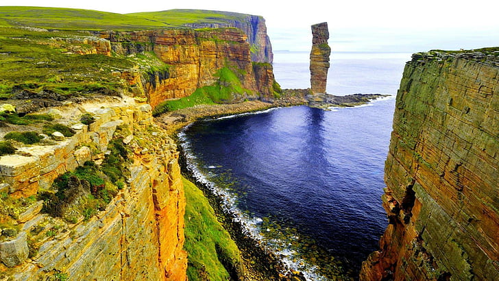 Old Man of Hoy, Scotland, mountain cliff, nature, 1920x1080, scotland, europe, old man of hoy, HD wallpaper