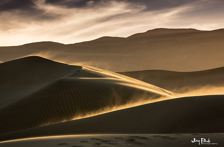 sand, the sky, clouds, landscape, the dunes, the wind, desert, storm, dust, dunes, HD wallpaper