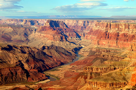 Canyons, Grand Canyon, Arizona, Canyon, Falaise, Horizon, Paysage, Parc national, Nature, Panorama, Rivière, USA, Fond d'écran HD HD wallpaper