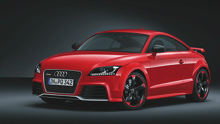 Audi TT, car, Audi, numbers, red cars, vehicle, HD wallpaper