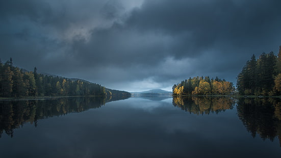 outono, lago, reflexão, finlândia, carélia norte, HD papel de parede HD wallpaper