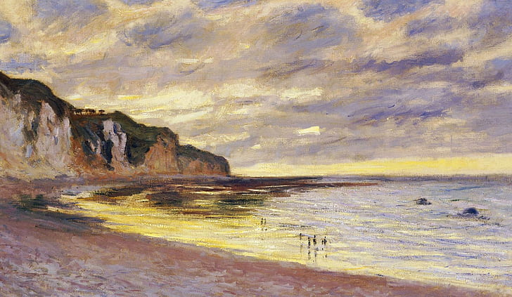 krajobraz, obraz, Claude Monet, L'Ally Point. Odpływ, Tapety HD