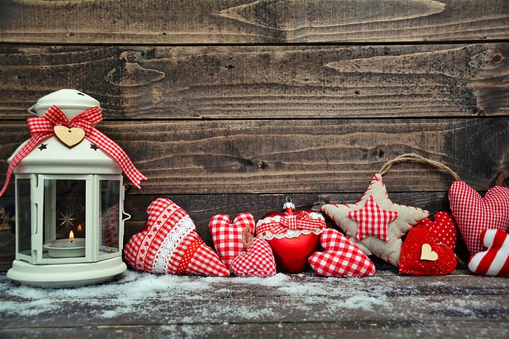 neve, ano novo, natal, lanterna, coração, madeira, feliz natal, decoração, natal, HD papel de parede