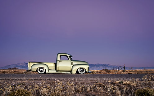Chevy, gri tek kabinli kamyonet, chevy, eski arabalar, eski arabalar, klasik arabalar, HD masaüstü duvar kağıdı HD wallpaper