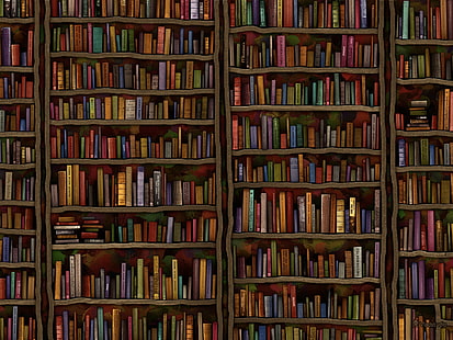 Vladstudio, минимализм, книжные полки, библиотека, книги, HD обои HD wallpaper