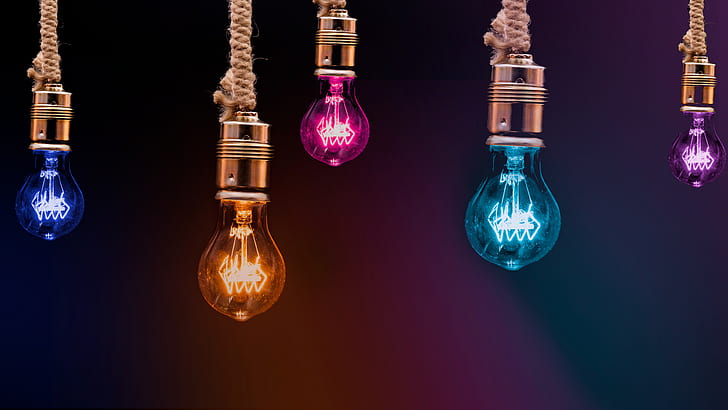 Man Made, Light Bulb, Colors, Light, HD wallpaper