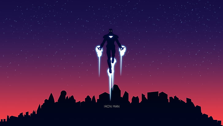 Marvel Iron Man, летающая иллюстрация, Железный человек, Фан-арт, Минимал, HD обои