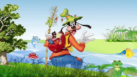 Goofy Fishing Disney Cartoon Hd Wallpaper 1920×1080, HD wallpaper HD wallpaper