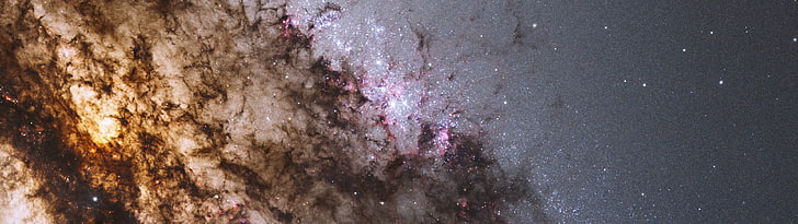 papier peint numérique brun et gris, affichage multiple, étoiles, espace, coloré, galaxie, univers, Fond d'écran HD