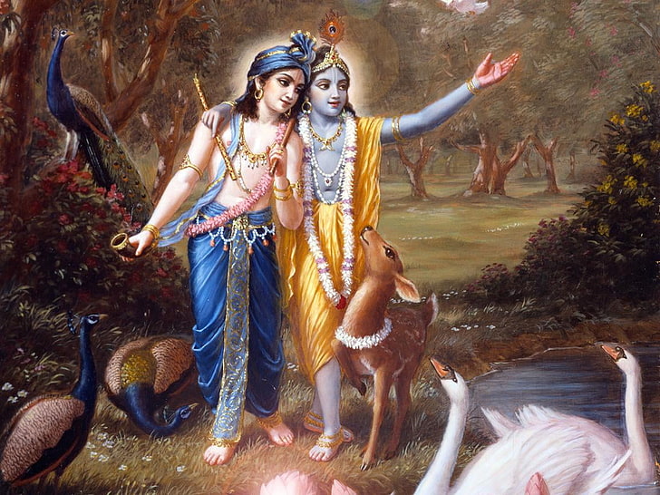 Lord Krishna und Balaram, zwei Hindu-Gottheiten HD wallpaper, Gott, Lord Krishna, HD-Hintergrundbild