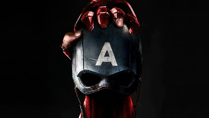 Iron Man memegang Captain America Mask wallpaper digital, Captain America 3: perang saudara, tengkorak, topeng, Iron Man, Marvel, film terbaik 2016, Wallpaper HD
