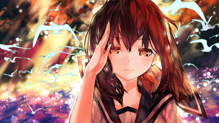 Manga, Anime Girls, Vögel, Tiere, Rotschopf, Anime, HD-Hintergrundbild