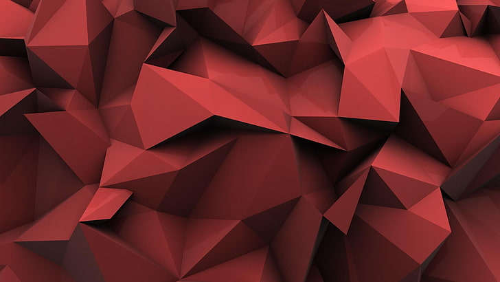 червено и черно тапети оригами, минимализъм, червено, ниско поли, абстрактно, дигитално изкуство, отражение, HD тапет