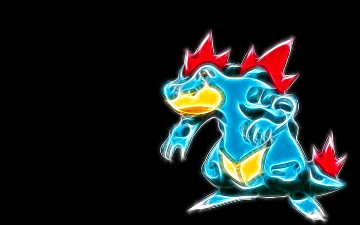 arte de vector de personaje de Pokémon azul, rojo y amarillo, Fractalius, Pokémon, videojuegos, Fondo de pantalla HD