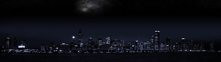 مباني المدينة ، إطلالة على المدينة ليلا ، مدينة ، مظلمة ، سيتي سكيب ، ليلا، خلفية HD