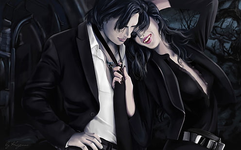couple, fantasy, love, man, romantic, vampire, woman, HD wallpaper HD wallpaper