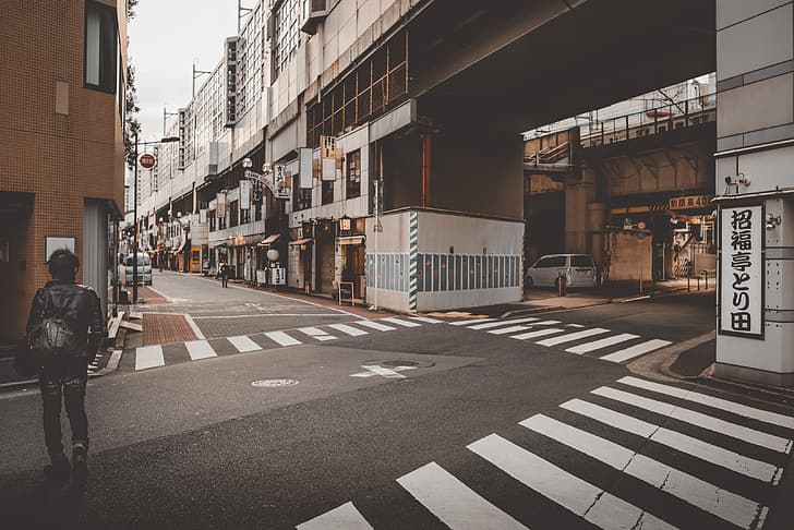 Япония, пешеходный переход, пешеход, фотография, HD обои