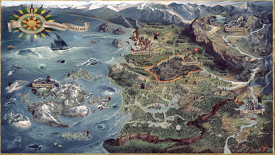 иллюстрация игровой карты, Ведьмак 3: Дикая Охота, Ведьмак, карта, HD обои HD wallpaper