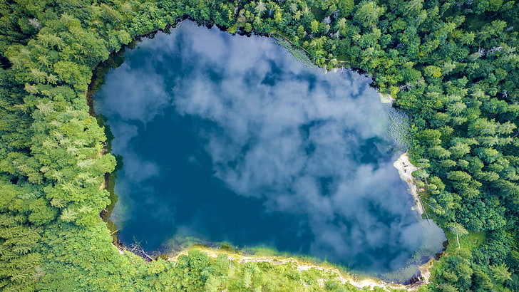 naturaleza, paisaje, agua, nubes, lago, vista aérea, Austria, árboles, bosque, reflexión, Alpes, Fondo de pantalla HD