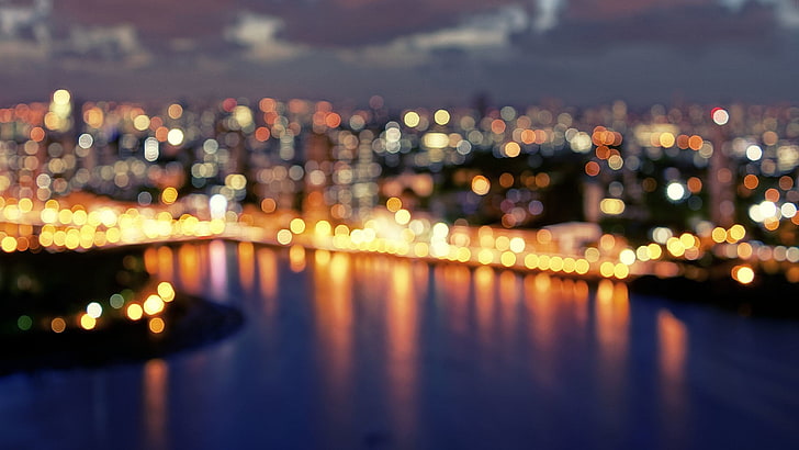 ciudad, bokeh, luces, luces de la ciudad, Brasil, Fondo de pantalla HD