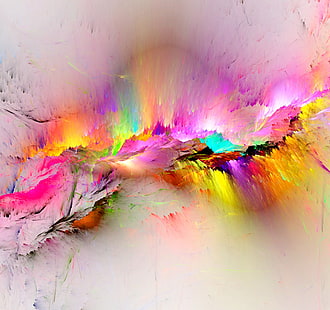 разноцветная абстрактная живопись, фон, краска, цвета, красочный, абстрактный, радуга, всплеск, живопись, яркий, HD обои HD wallpaper