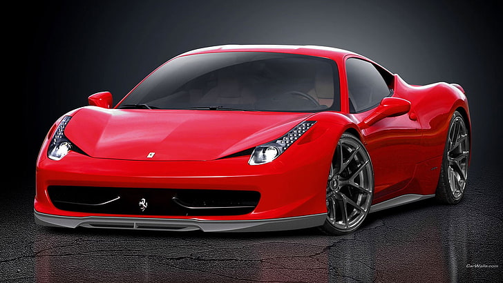 sport coupe merah, Ferrari 458, supercar, mobil, Wallpaper HD
