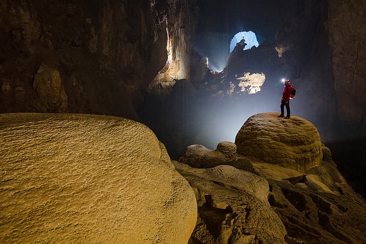cave, Asia, Vietnam, Hang Son Doong, nature, landscape, flashlight, HD wallpaper