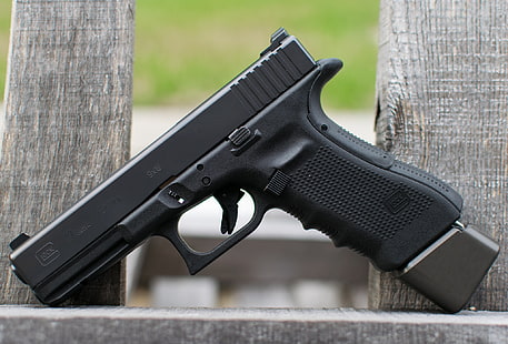 black semi-automatic pistol, gun, weapons, Glock 17, Austrian, self-loading, HD wallpaper HD wallpaper